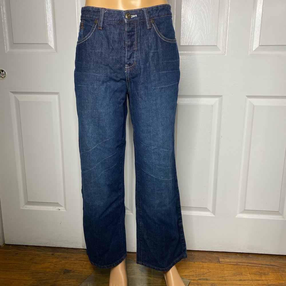 Anchor Blue Baggy Jeans Size 34X30 Blue Medium Wash Vintage Mens Baggy Wide Leg